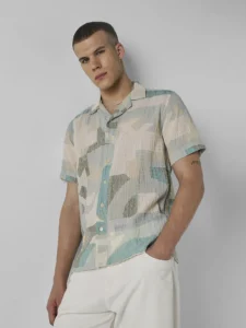 MUFTI Men Relaxed Fit Fit Printed Spread Collar Casual Shirt